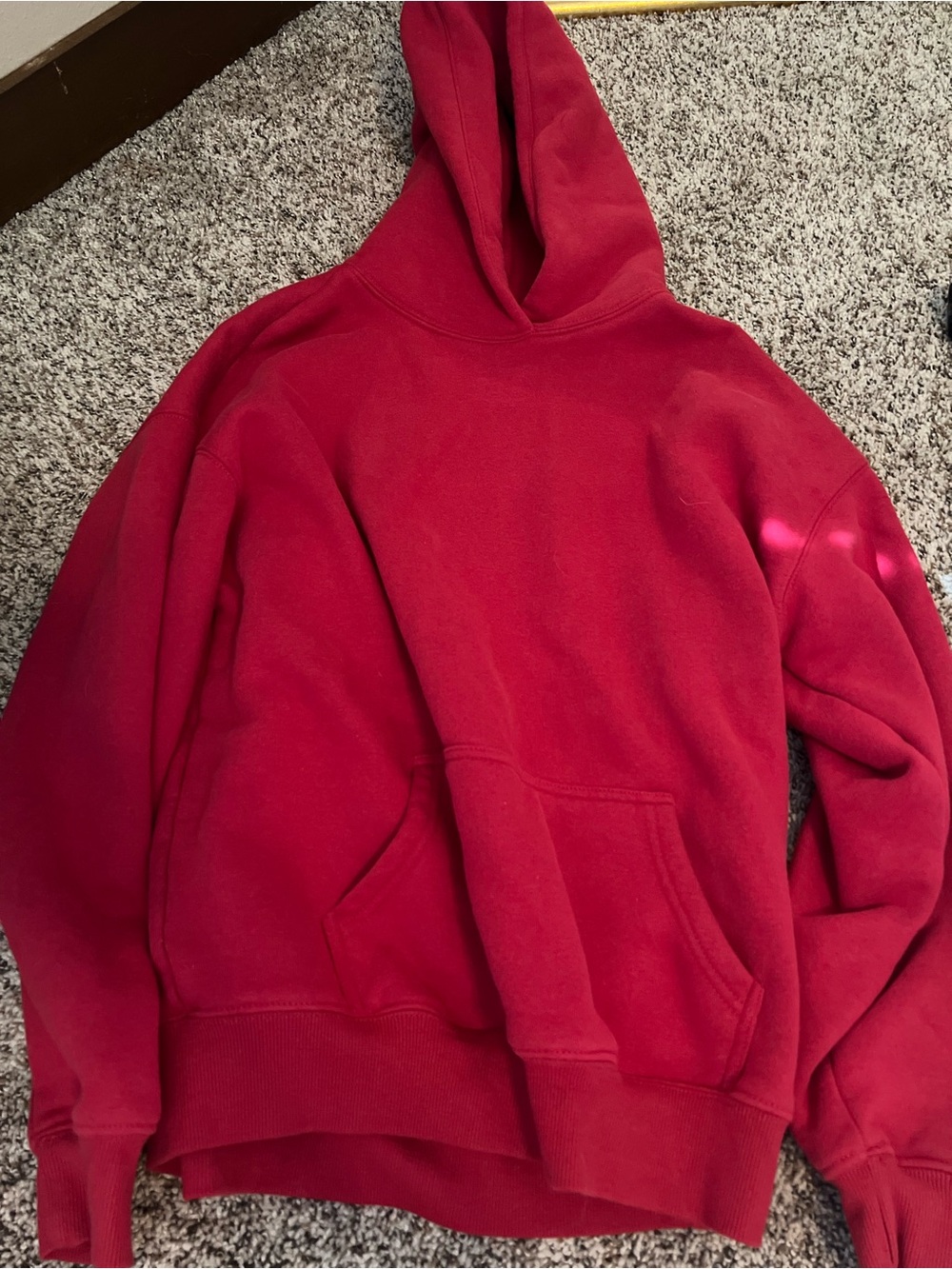Red Hooded Pullover Sweatshirt